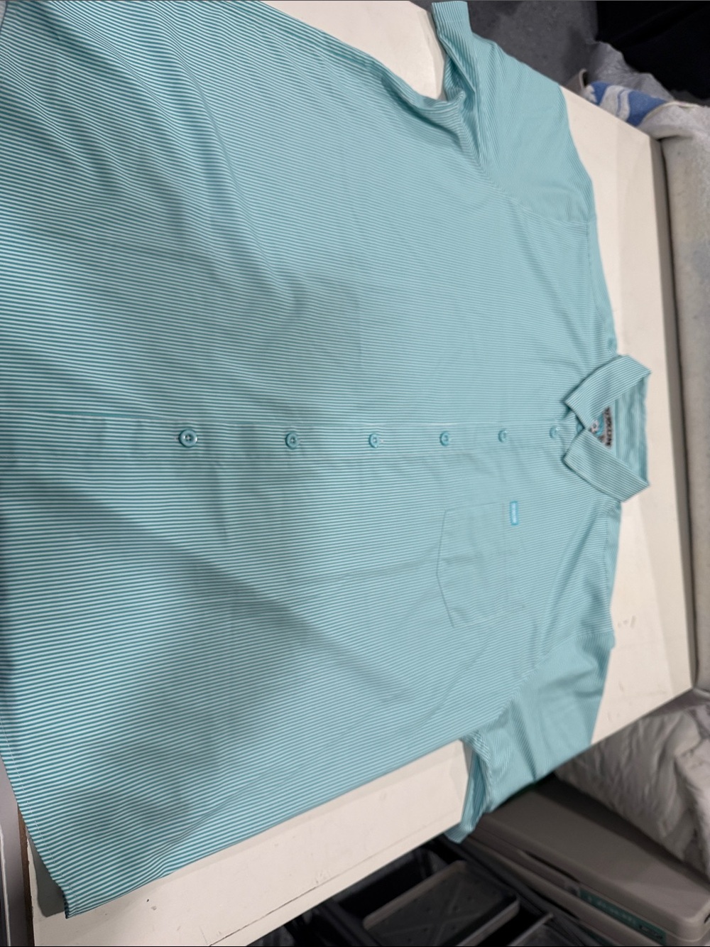 DIXXON Men's Teal Micro-Striped Short-Sleeve Button-Down Shirt